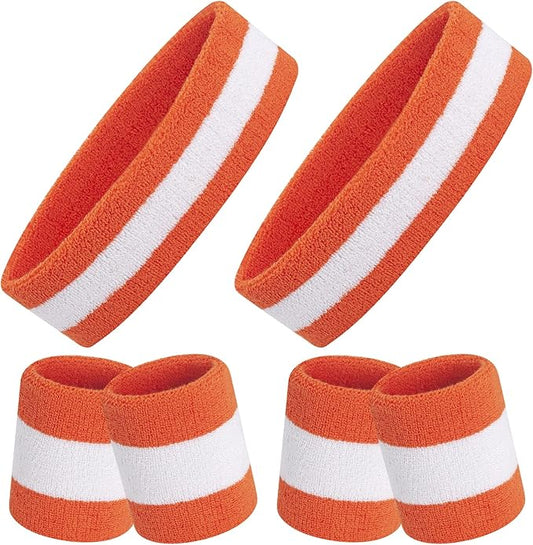 ONUPGO 6 Pieces Sweatbands Set - Sports Headbands Wristbands for Men & Women,Cotton Terry Cloth Sweatband for Tennis,Basketball,Gym,Working Out - Moisture Wicking Elasticity