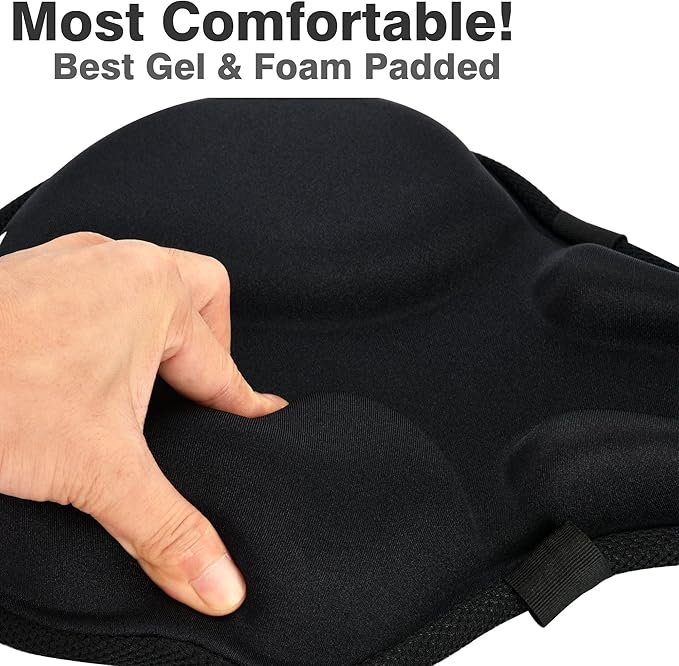 DAWAY Comfortable Bike Seat Cover - Silicone Gel & Memory Foam Padded Bike Seat Cushion for Men Women - Soft Bicycle Saddle Cover for Peloton, Stationary Exercise, Mountain Road Bikes - XL/Large/Small