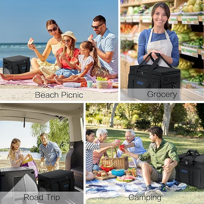 Soft Insulated Cooler Bag Collapsible Large Travel Coolers Soft Sided Coolers Ice Chest, Leakproof, Waterproof