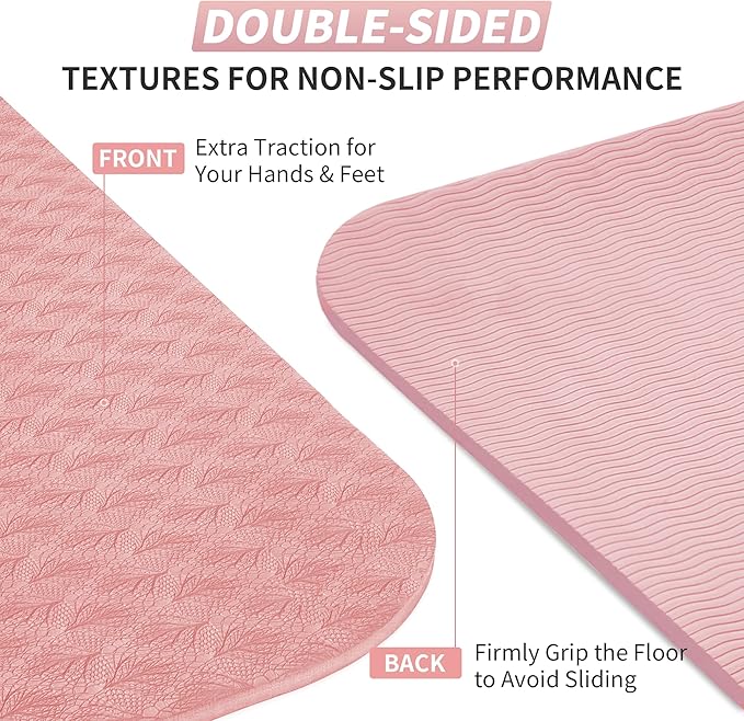 CAMBIVO Yoga Mat for Women Men Kids, 1/3 & 1/4 & 2/5 Inch Extra Thick Yoga Mat Non Slip, 72" x 24" TPE Yoga Mats, Workout Mat with Carrying Strap for Yoga, Pilates and Floor Exercises