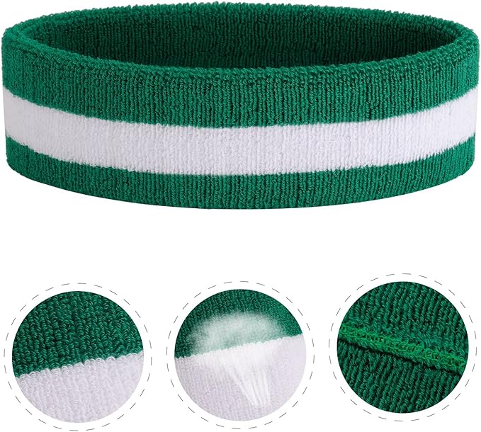 ONUPGO 6 Pieces Sweatbands Set - Sports Headbands Wristbands for Men & Women,Cotton Terry Cloth Sweatband for Tennis,Basketball,Gym,Working Out - Moisture Wicking Elasticity
