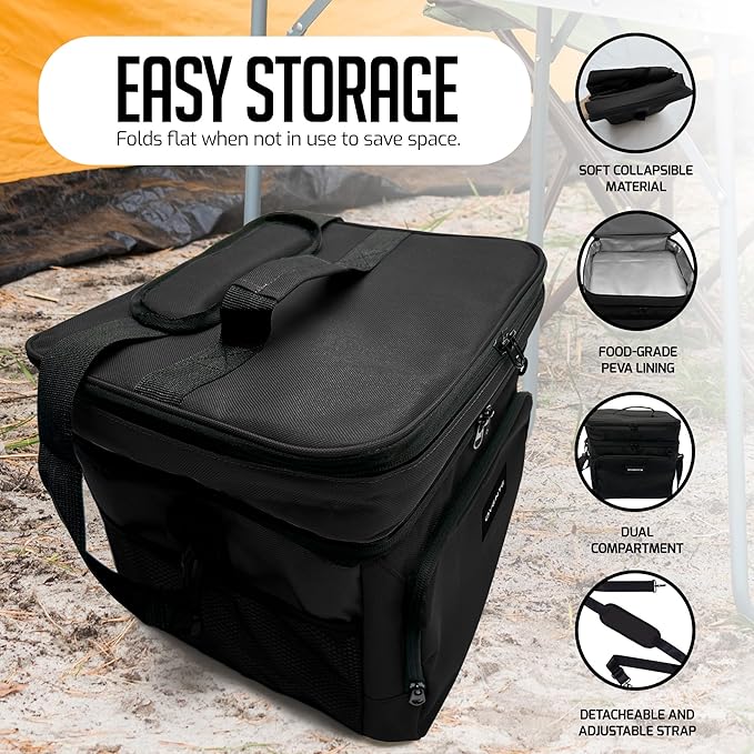 OVENTE Insulated Cooler Bag, Soft Lunch Bag for Men/Women with Leakproof Double Deck Compartment