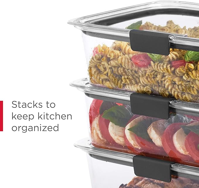Rubbermaid Brilliance BPA-Free Food Storage Containers Multi Pack, 1.3 Cup Plastic Containers with Lids, 5 Pack, Leak Proof, Microwave & Dishwasher Safe