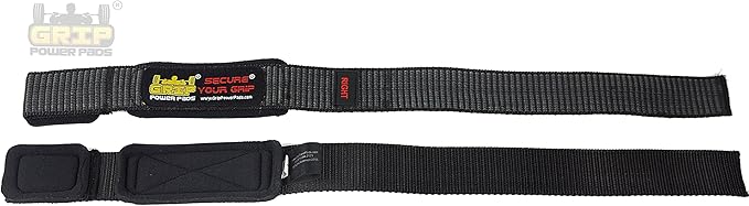 Heavy Duty Lifting Straps Neoprene Padded 1 Pair Wrist Wraps & Rubbery Grip Support Straps with Cotton Coated Rubber on One Side