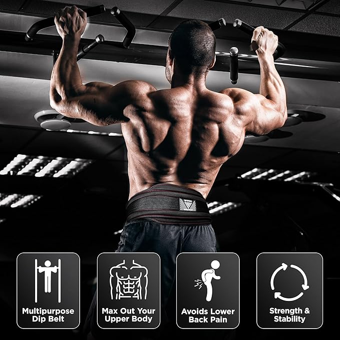 WYOX Dip Belt for Weightlifting β Weight Belt with Chain for Pullups, Gym Lifting Belt for Powerlifting, Squats, Bodybuilding, Heavy Duty Steel, and Workout Belt with Comfortable Neoprene Support