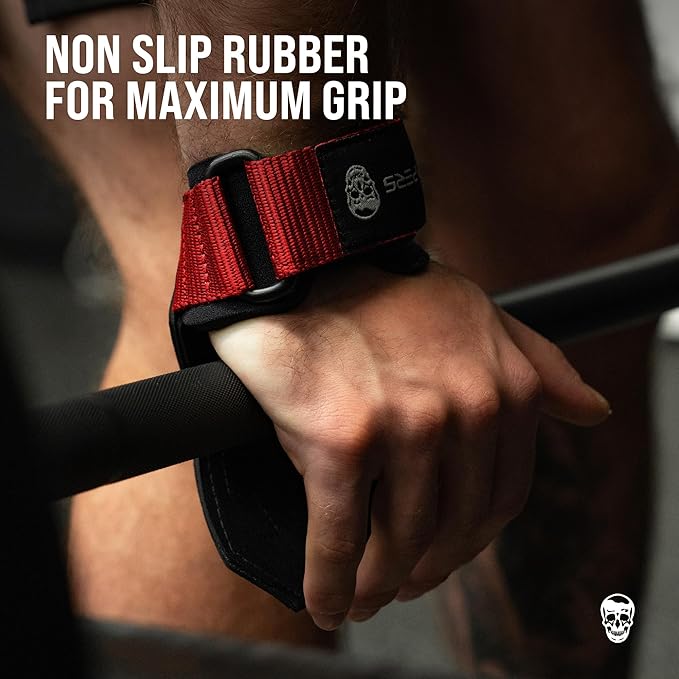 Gymreapers Weight Lifting Grips (Pair) for Heavy Powerlifting, Deadlifts, Rows, Pull Ups, with Neoprene Padded Wrist Wraps Support and Strong Rubber Gloves or Straps for Bodybuilding