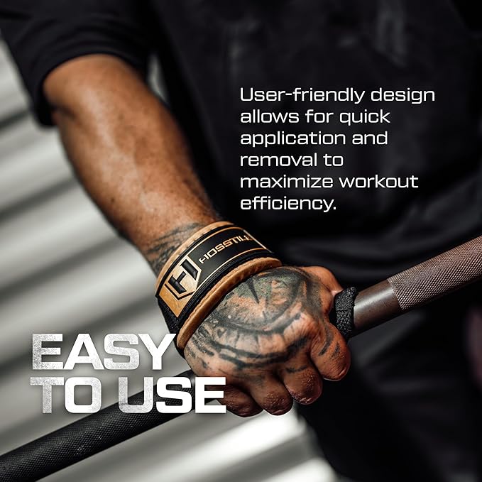 HOSSTILE Padded Lifting Wrist Straps (Pair) - Reinforced Neoprene Support for Powerlifting, Bodybuilding, Gym Workouts, Strength Training, Deadlifts & Fitness Workouts - Extra Long, Durable, Adjustable