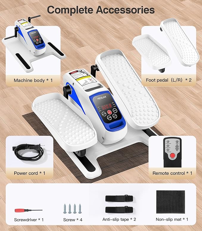 Under Desk Elliptical Machine,Ellipse Leg Exerciser Electric with Remoter,12 Manual Adjustable Speed and 3 Automatic Speed,Portable Seated Pedal Exerciser for Seniors,Adults,Home,Office