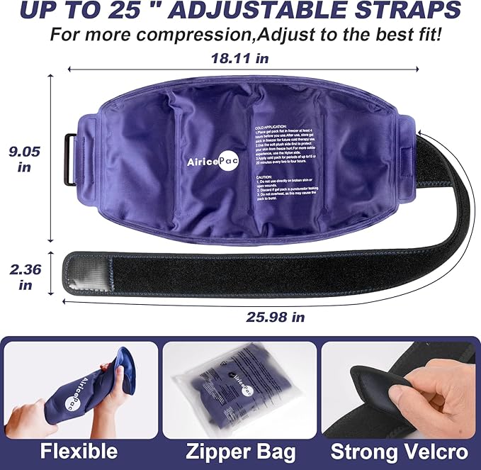 Large Ice Pack for Injuries Reusable Gel for Lower Back, Cold Packs Wrap for Shoulder, Knee, Elbow, Hip, Leg, Soft Cold Compress,16 × 9"