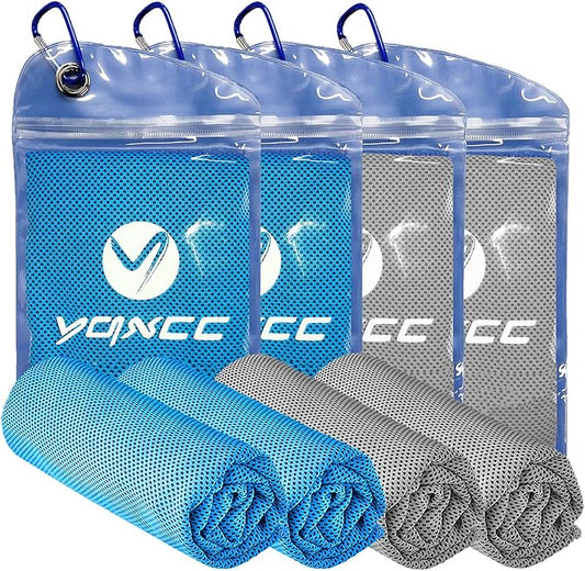 YQXCC Cooling Towels | 4 Pack 47"x12" | Ice Cool for Neck | Microfiber Soft Breathable Chilly | for Yoga, Sports, Golf, Gym, Camping, Running, Fitness, Workout & More Activities