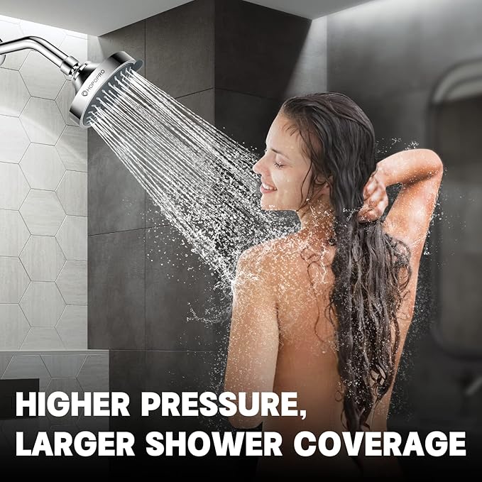HOPOPRO 5-Mode High Pressure Shower Head - The Washington Post, NBC News, Today TV Show Recommended - High Flow Fixed Showerheads (4 Inch Chrome)