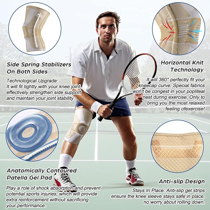 NEENCA Professional Knee Brace for Pain Relief, Medical Knee Compression Sleeve, Knee Support with Horizontal Knit Tech for Meniscus Tear, ACL, Arthritis, Joint Pain, Runner, Workout- FSA/HSA APPROVED