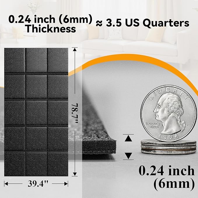 Treadmill Mat for Hardwood & Carpet Floors, 79 × 39.4, 71×31.5, Non-Slip Mat Under Treamills, 1/4 Thick, Floor Protection for Home Gym