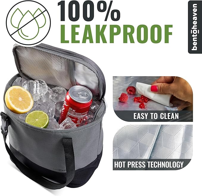 Bentoheaven Insulated Lunch Tote for Work - Durable Materials, Variable Strap/Handle, Wide Opening - Cooler Lunch Bag for Women & Men - Fits all major Bento Lunch Boxes and Other Containers (Gray)