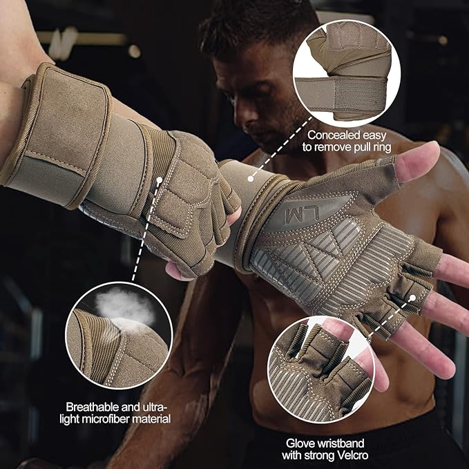 Workout Gloves for Men and Women Gym Weight Lifting Padded Gloves with Wrist Wrap Support, Full Palm Protection & Silicone Grip, Cross Training, Fitness, Pull-up