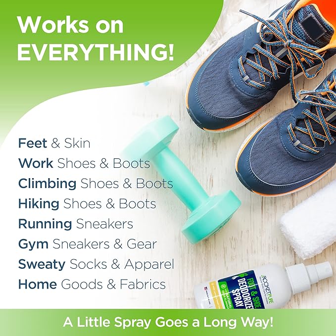 Rocket Pure Natural Foot & Shoe Deodorizer Spray - Foot Spray for Smelly Feet & Shoe Spray for Smelly Shoes - Removes, Controls & Prevents Odors - Made with Essential Oils - Made in USA (Lemon, 4oz)