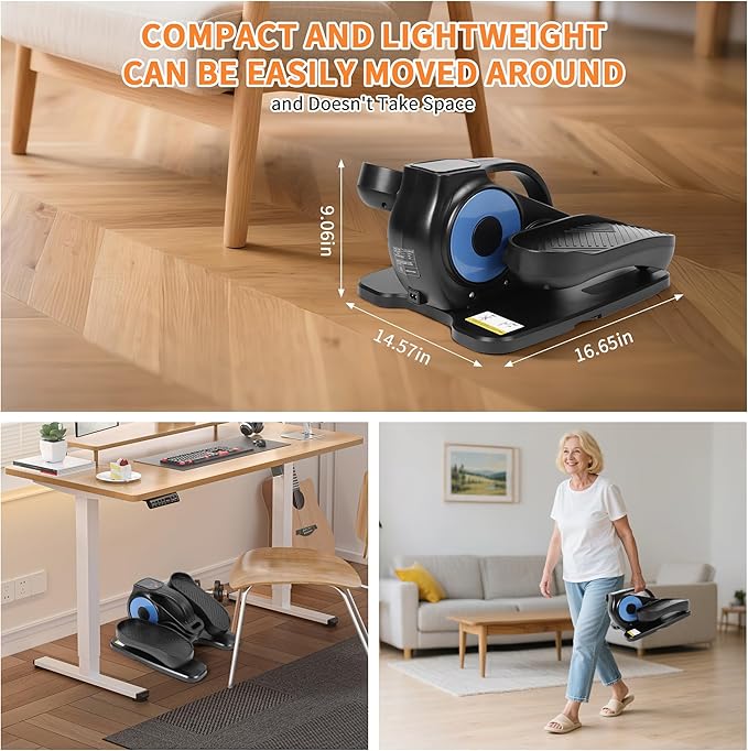 Under Desk Elliptical Machine, Electric Ellipse Leg Exerciser as Seen on TV for Seniors with 12 Speeds and 12 Modes, Portable Seated Pedal Trainer, Romote Elliptical Exerciser for Home Office