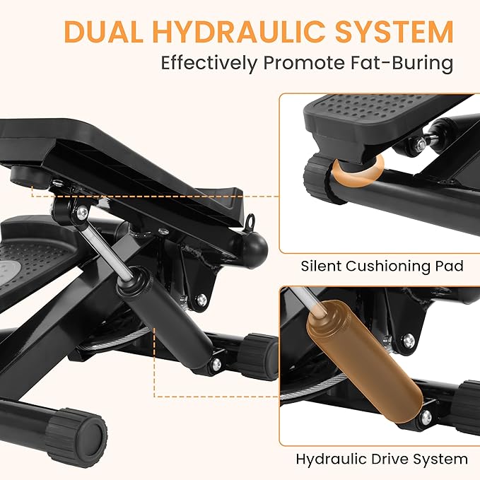 Fitvids Steppers for Exercise, Stair Steeper with Resistance Bands, Portable Stepper Capable of Full-Body Exercise, Low Noise and Smooth, Bear 300 lbs