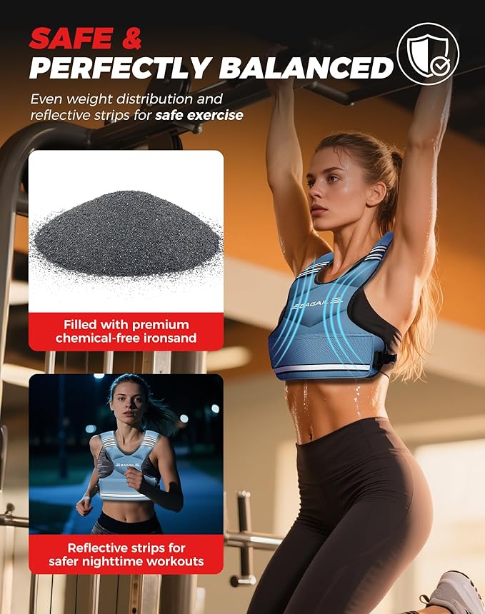 BAGAIL Adjustable Weighted Vest, 4-10lb/12-18lb/20-32lb Rucking Vest for Women & Men with 6 Weights & Large Pocket, Weight Vest for Home Workouts, Running, Walking and Strength Training