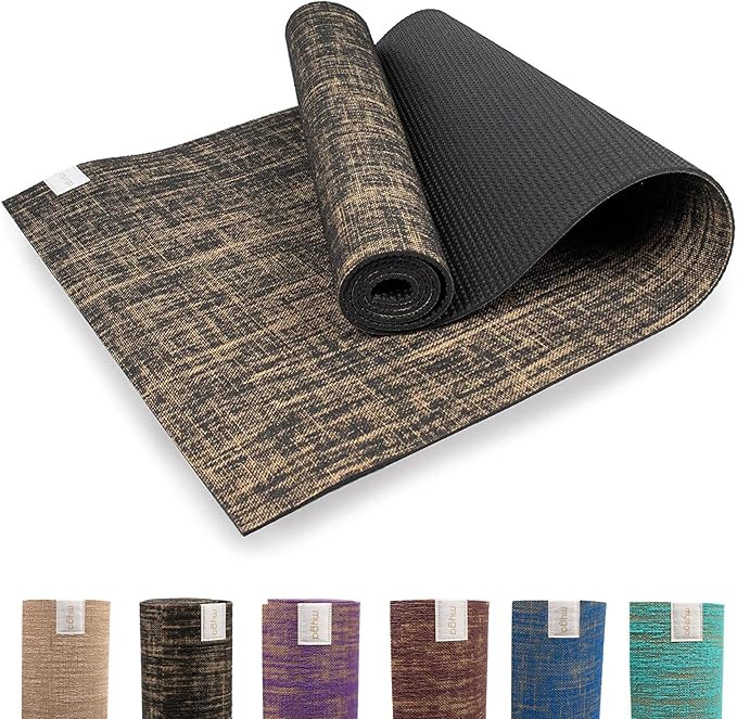 Myga Jute Yoga Mat, High Performance Vegan Floor Exercise Mat, Eco Friendly Biodegradable Yoga Mat with PVC Backing,72" x 24", 0.2" Thickness
