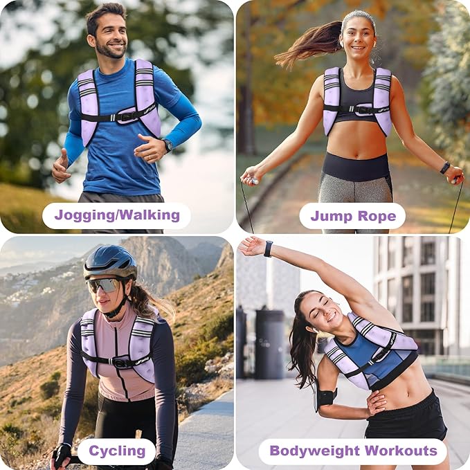 Weighted Vest 5lb/8lb/10lb/15lb/20lb/25lb/30lb Weight Vest Woman Men with Reflective Stripe, Rucking Running Vests for Women Workout Walking Strength Training Weight Loss Fitness Weightlifting
