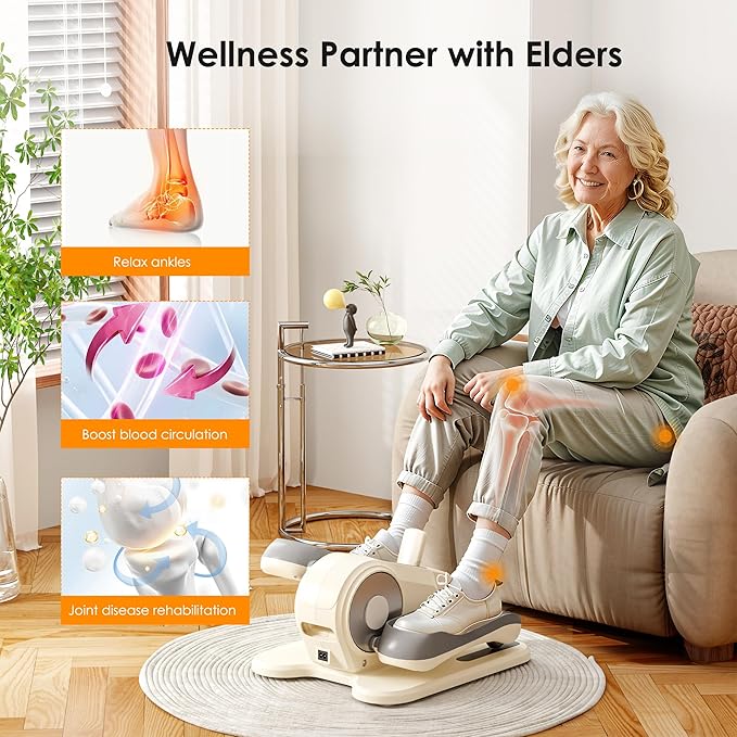 SogesPower Under Desk Elliptical Exercise Machine, Ellipse Leg Exerciser for Seniors with 12 Adjustable Speeds, Electric Seated Pedal Exerciser for Home with Remote Control