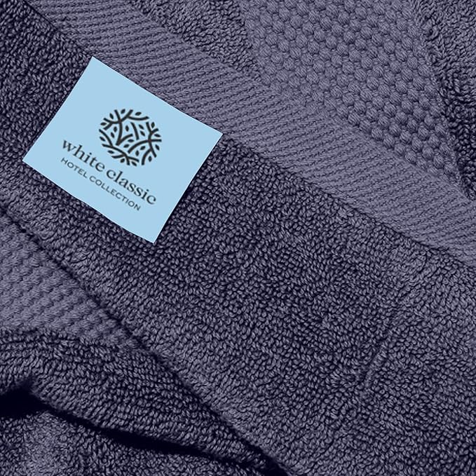 White Classic Luxury Hand Towels | Cotton Hotel spa Bathroom Towel | 16x30 | 6 Pack | Navy Blue