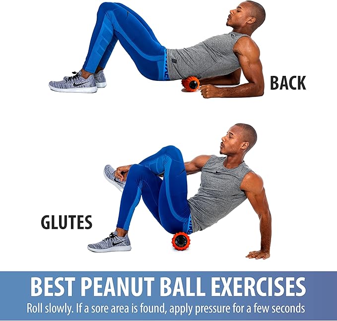 Zyllion Vibrating Peanut Massage Ball with 4 Modes - Cordless Rechargeable Electric Deep Tissue Massager Roller for Muscle Pain Relief, Orange, ZMA-30