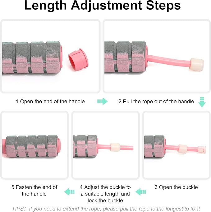 Jump Rope, Training Ropeless Skipping Rope for Fitness, Adjustable Weighted Cordless Jump Rope for Men Women Kids