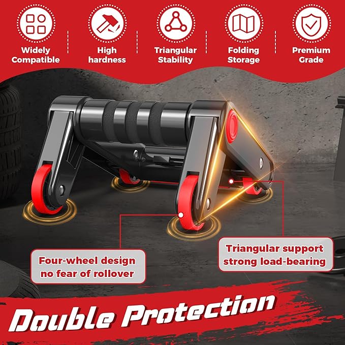 Heavy-Duty Push Up Bars & Ab Roller Wheel Set – 2-in-1 Core Strength Training Equipment for Home Gym, 500LB Capacity, Non-Slip Handles with Knee Pad for Men and Women