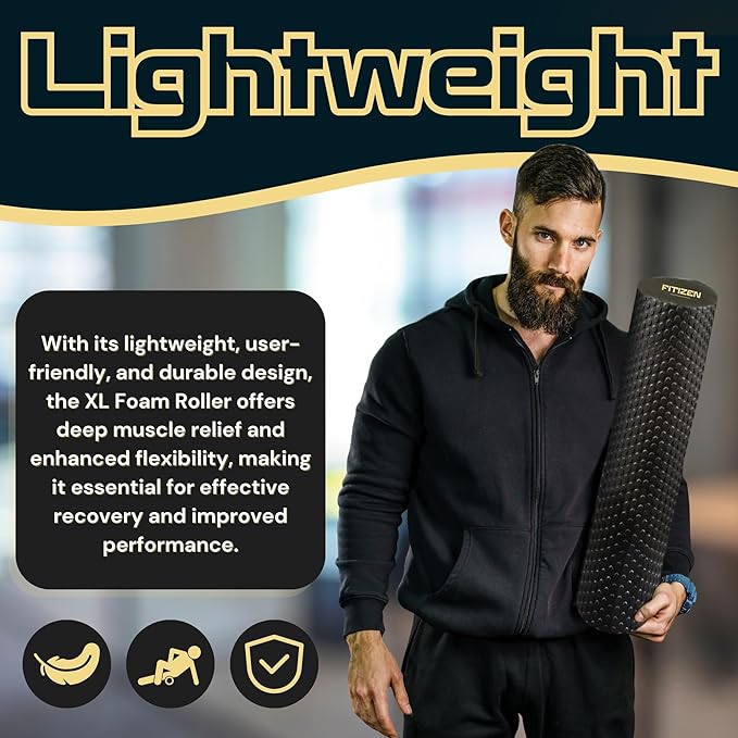 Fitizen Foam Roller – Muscle Massage Rehab Stiff Back Pain Physical Therapy Deep Tissue Firm Exercise Equipment Home Gym Stress Yoga Pilates for The Fit Citizen by FitNation