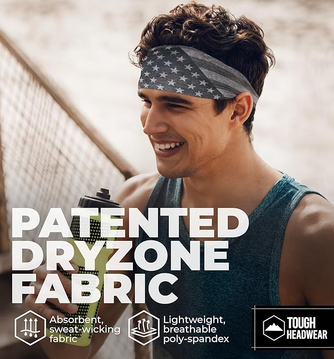 Tough Headwear Sport Headbands for Men - Workout Headbands for Women - Running Headband -Tennis Athletic Sweatband