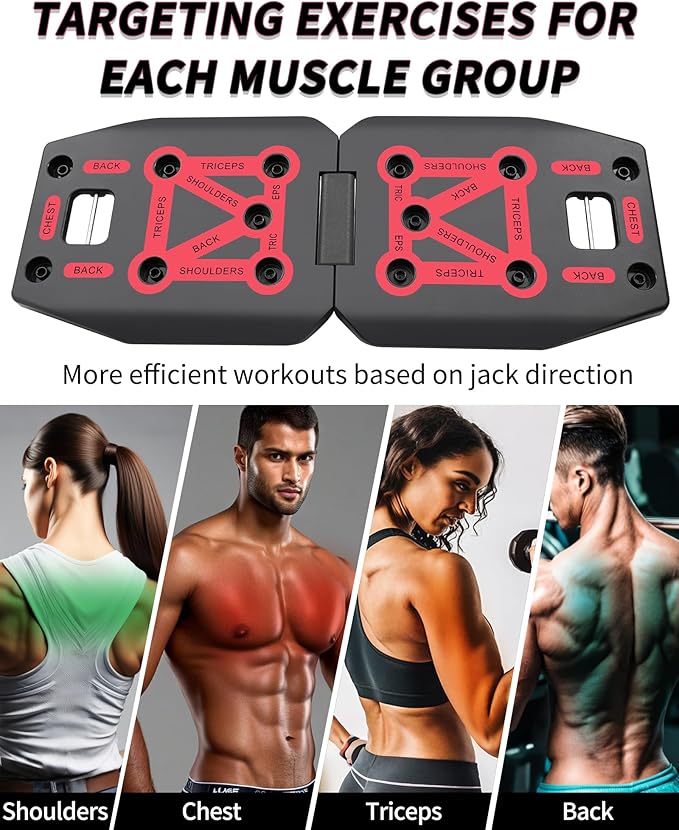 Home Gym Exercise Equipment - Portable Workout System 17 Fitness Accessories 9 in1 Push Up Board Set, Resistance Bands with Pilates Bar Strength Training Abs Shoulders