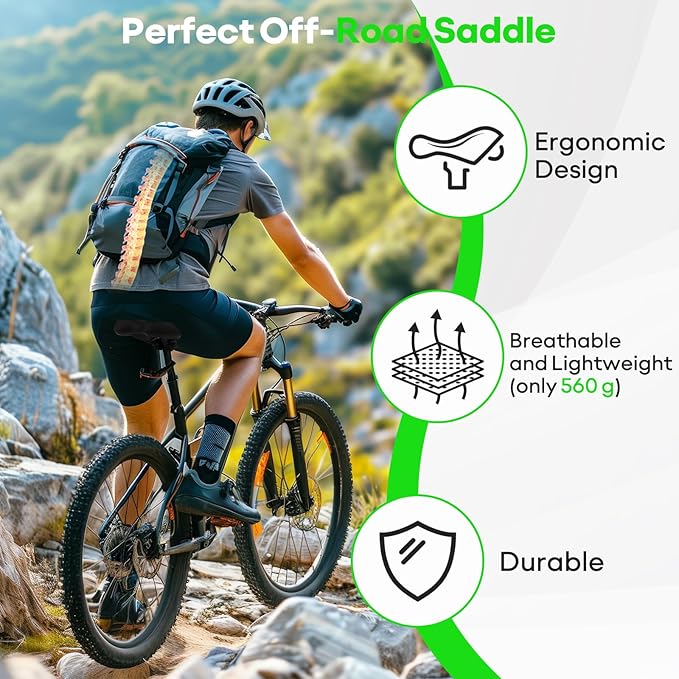 New Gel Bike Seat for Men & Women, Mjkeomo Waterproof Bicycle Seat Breathable Mountain Bike Saddle Gel Bicycle Saddle for MTB, BMX, Road Bike, City Bikes, Exercise Bikes