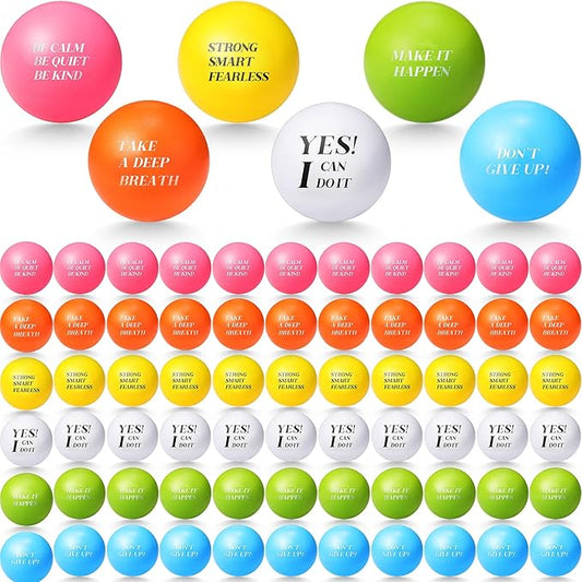 Jerify 72 Pcs Motivational Stress Balls Bulk Inspirational Stress Balls Colorful Foam for Adults Hand Exercise Small Therapy Fidget Relief Anxiety Toys for Coworkers Gifts Fidget(Fresh Colors)