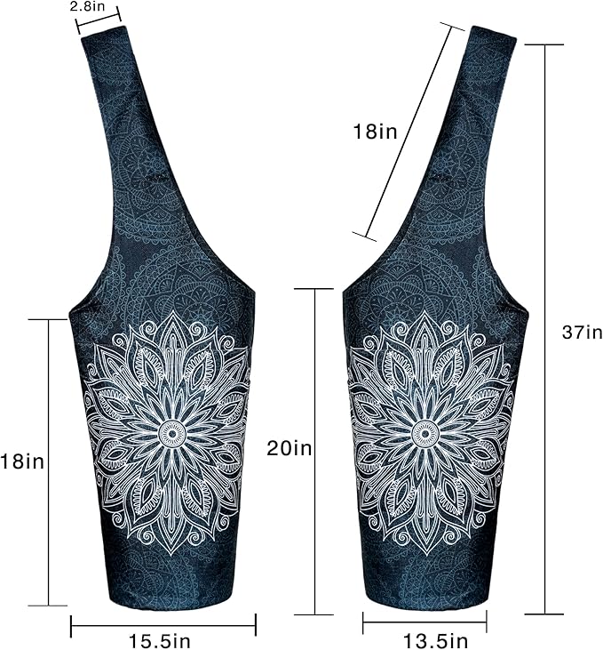 Fashion Printed Yoga Mat Bag with Large Side Pocket & Zipper Pocket Long Tote Yoga Bag Fit Most Size Mats - Holds More Yoga Accessories