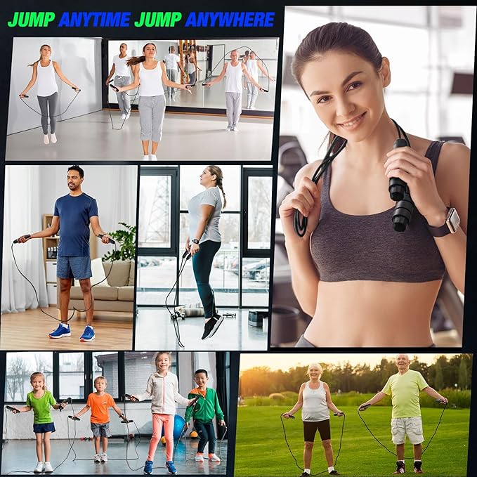 HyDren 24 Pieces Jump Ropes for Fitness with Ball Bearings Speed Jumping Bulk Adjustable Skipping Rope with Foam Handles for Men Women Cardio Training