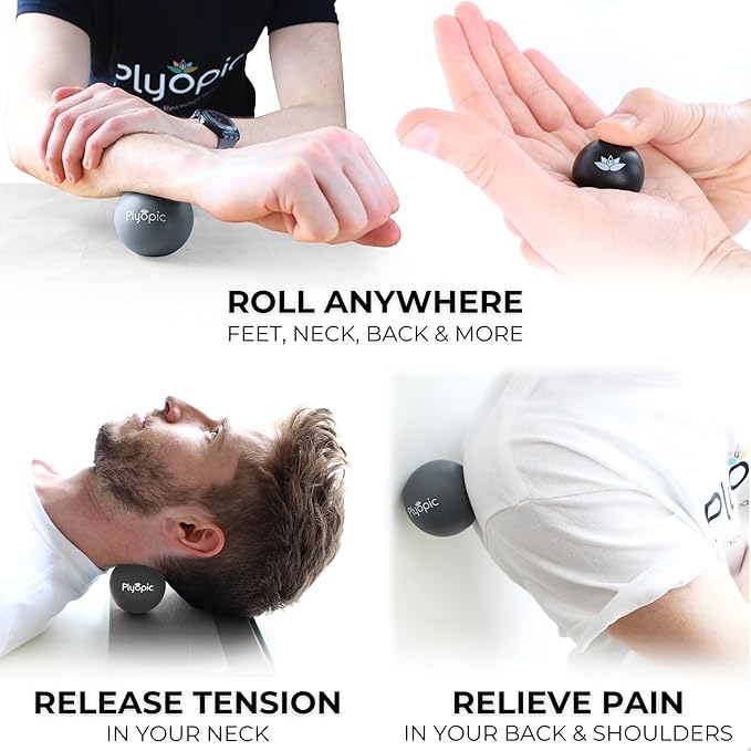 Massage Ball Set – Complete 5-Piece Kit: Spiky, Lacrosse & Mini Precision Balls + Roller – Plantar Fasciitis, Foot Arch & Heel Relief – Trigger Point Therapy for Back, Neck, Shoulders & Full Body