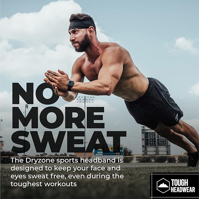 Tough Headwear Sport Headbands for Men - Workout Headbands for Women - Running Headband -Tennis Athletic Sweatband