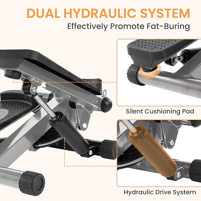 Fitvids Steppers for Exercise, Stair Steeper with Resistance Bands, Portable Stepper Capable of Full-Body Exercise, Low Noise and Smooth, Bear 300 lbs