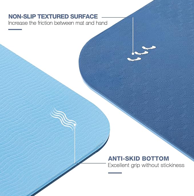 Yoga Mat Non Slip, Pilates Fitness Mats, Eco Friendly, Anti-Tear 1/4" Thick Yoga Mats for Women, Exercise Mats for Home Workout with Carrying Sling and Storage Bag