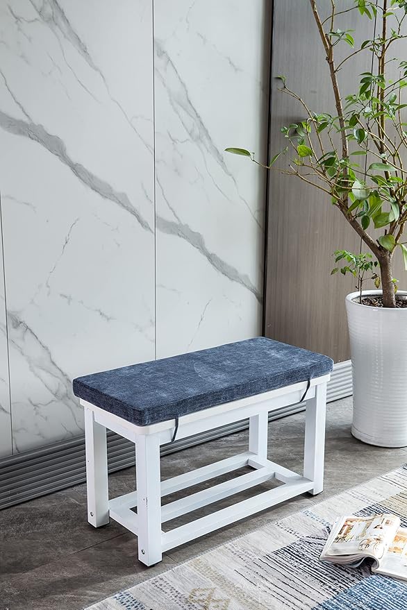 Loveboat Washable Bench Cushion, Non-Slip Bench Pad for Shoe Storage, Window, Piano, Dining 36"x14"x2" Navy