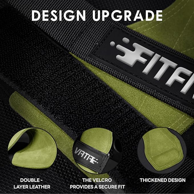 Weight Lifting Wrist Strap, Double Leather Weightlifting Wrist Straps for Gym Strength Training, Neoprene Padded Wrist Wraps - for Men & Women (Pair)