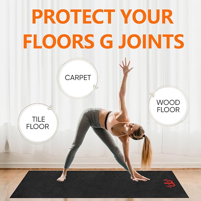Treadmill Mat for Hardwood Floors/Carpet/Tile 6mm Thick - Exercise Equipment Mats, Peloton Bike Mat, Exercise Bike, with Non-Slip Sweat-Proof for Peloton/Cycling Under Floor/Hard Wood/Concrete Protect