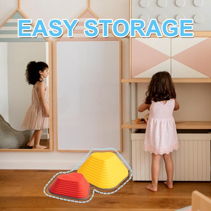 Gentle Monster Stepping Stones for Kids, Set of 6/8/11 PCS for Balance with Non-Slip Bottom - Exercise Coordination and Stability (11pcs-Heart)