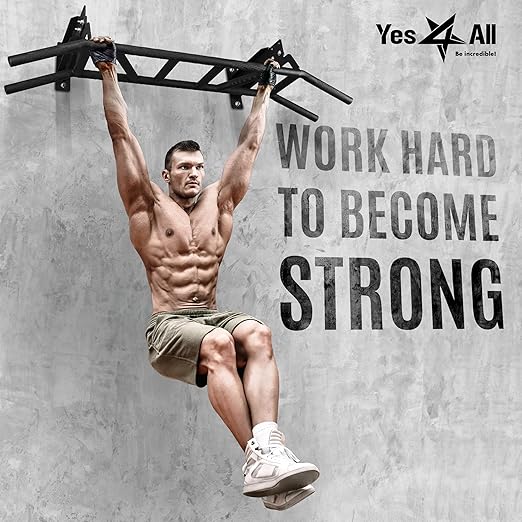 Yes4All Heavy Duty Wall Mounted Pull Up Bar – Multi-Grip Pull Up Bar Ceiling Mount / Ceiling Mount Pullup bar / Chin Up Bar for Home Gym Workout