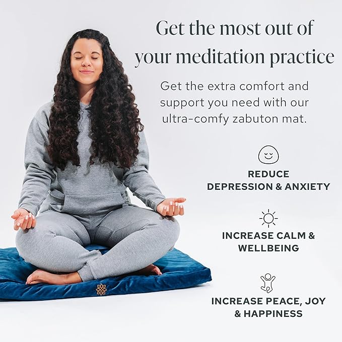 Mindful & Modern Zabuton Meditation Mat - Cotton Filled Yoga and Meditation Pad - Zabuton Meditation Cushion for Kneeling and Sitting Support - Large Rectangular Sitting Floor Pillow for Bench or Zafu
