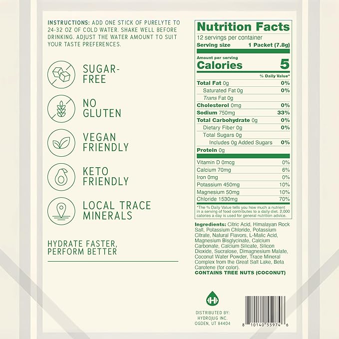 Electrolyte Drink Mix – Sugar-Free Hydration Powder Packets – Clean Electrolytes with Trace Minerals – Keto, Vegan, Gluten-Free – No Artificial Sweeteners – 30 Sticks – Lemon Lime