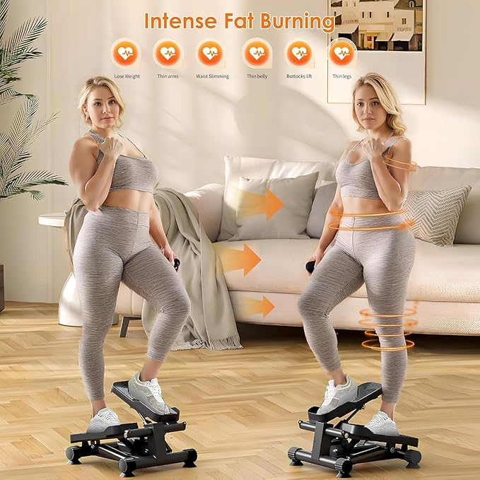 SogesHome Stair Stepper Machine with Resistance Bands, Mini Fitness Stepper for Cardio Workout with LCD Monitor, Low Impact Stepper for Legs, Butt & Thigh Toning, Home Gym Equipment