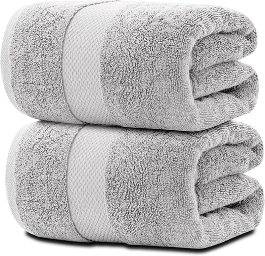 White Classic Luxury Bath Sheets Towels for Adults Extra Large | Highly Absorbent Hotel Collection | 35x70 Inch | 2 Pack (Dolphin Gray)
